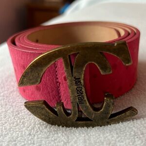 Roberto Cavalli Fuchsia Belt with Brass Buckle